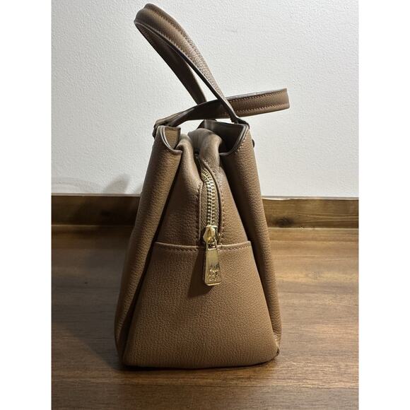 ORA DELPHINE SATCHEL PEBBLE LEATHER CAMEL TAN 12" X 7" SMALL Bag CLASSIC LUXURY - Picture 4 of 16